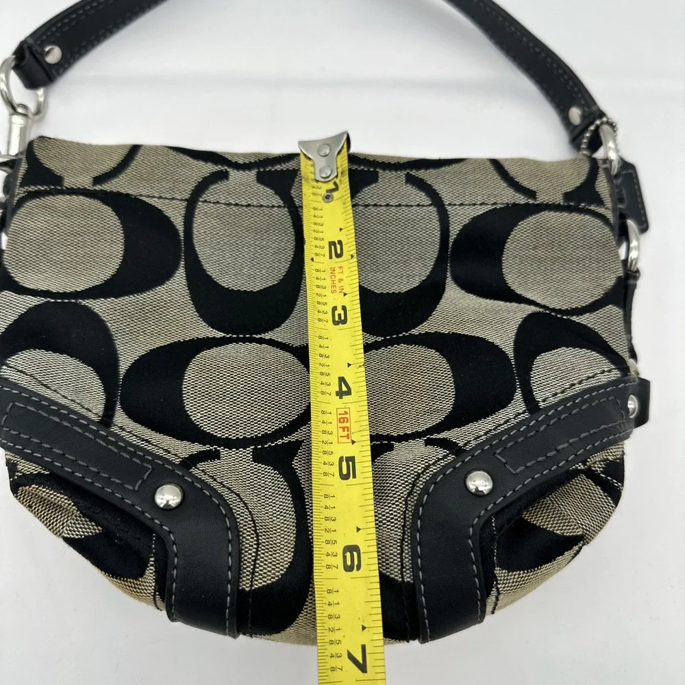 Y2K Coach Mini Carly Black Signature Jacquard Leather Demi Shoulder Bag Read